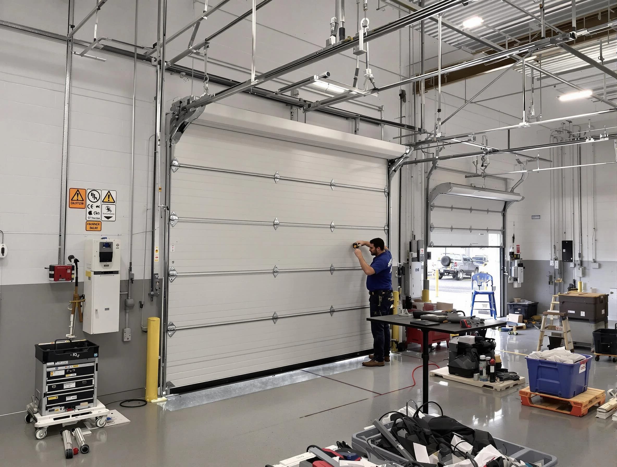 Commercial garage door repair being performed by Exeter Garage Door Repair expert in Exeter