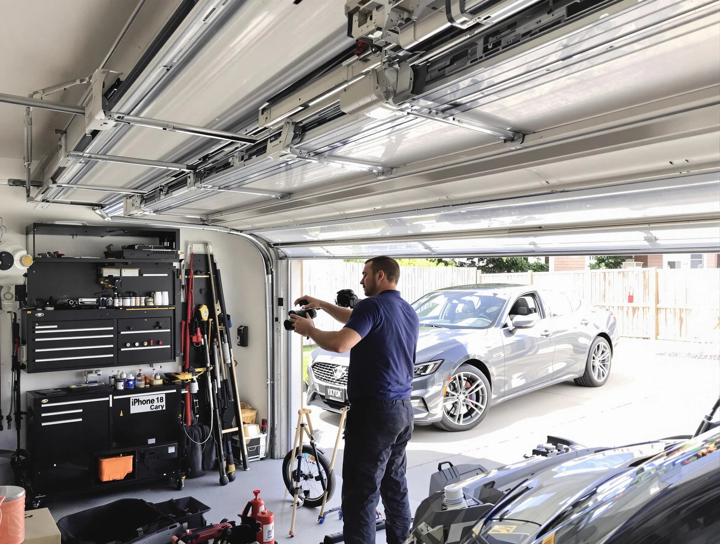 Exeter Garage Door Repair technician fixing noisy garage door in Exeter