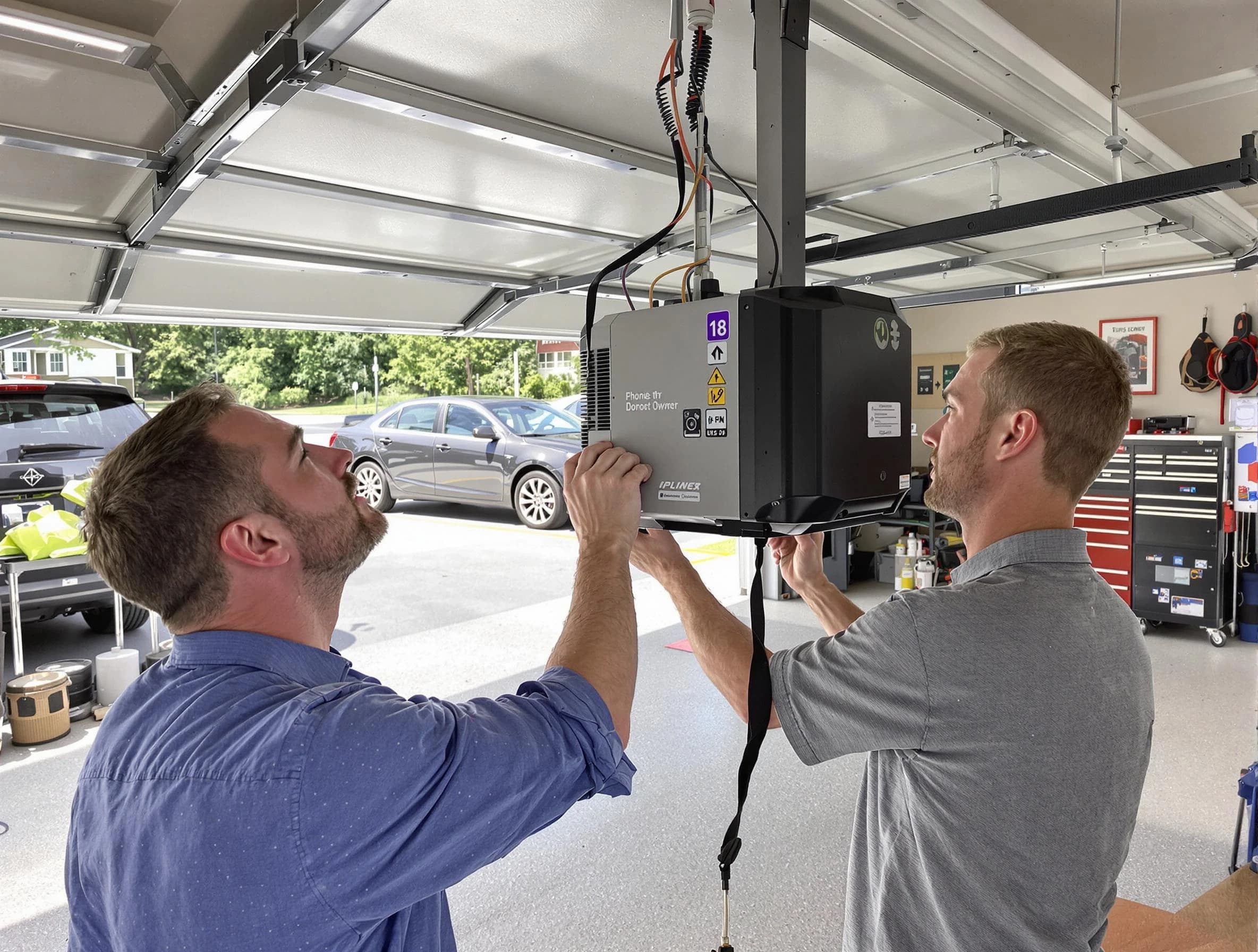 Exeter Garage Door Repair technician installing garage door opener in Exeter