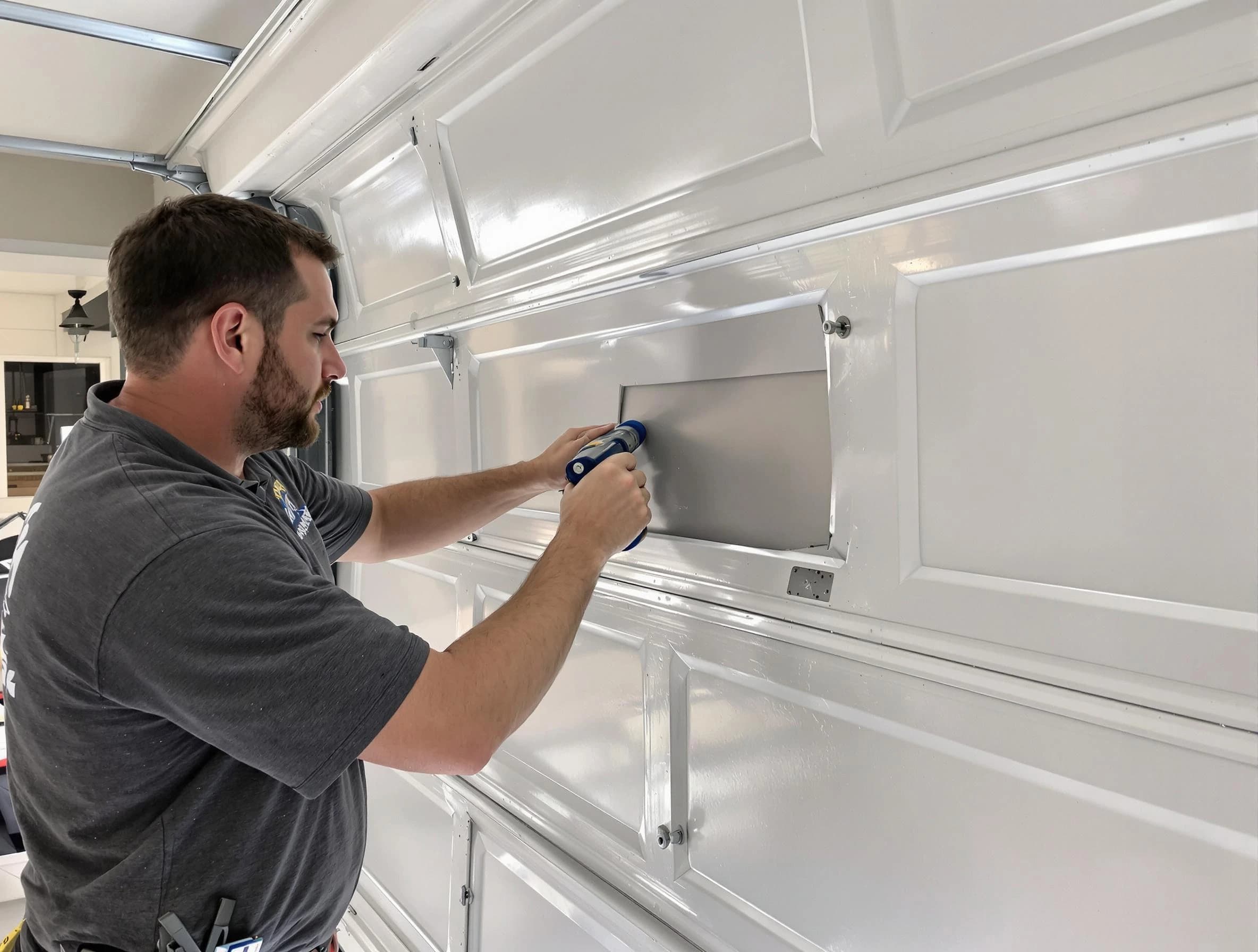 Garage door panel repair by Exeter Garage Door Repair in Exeter