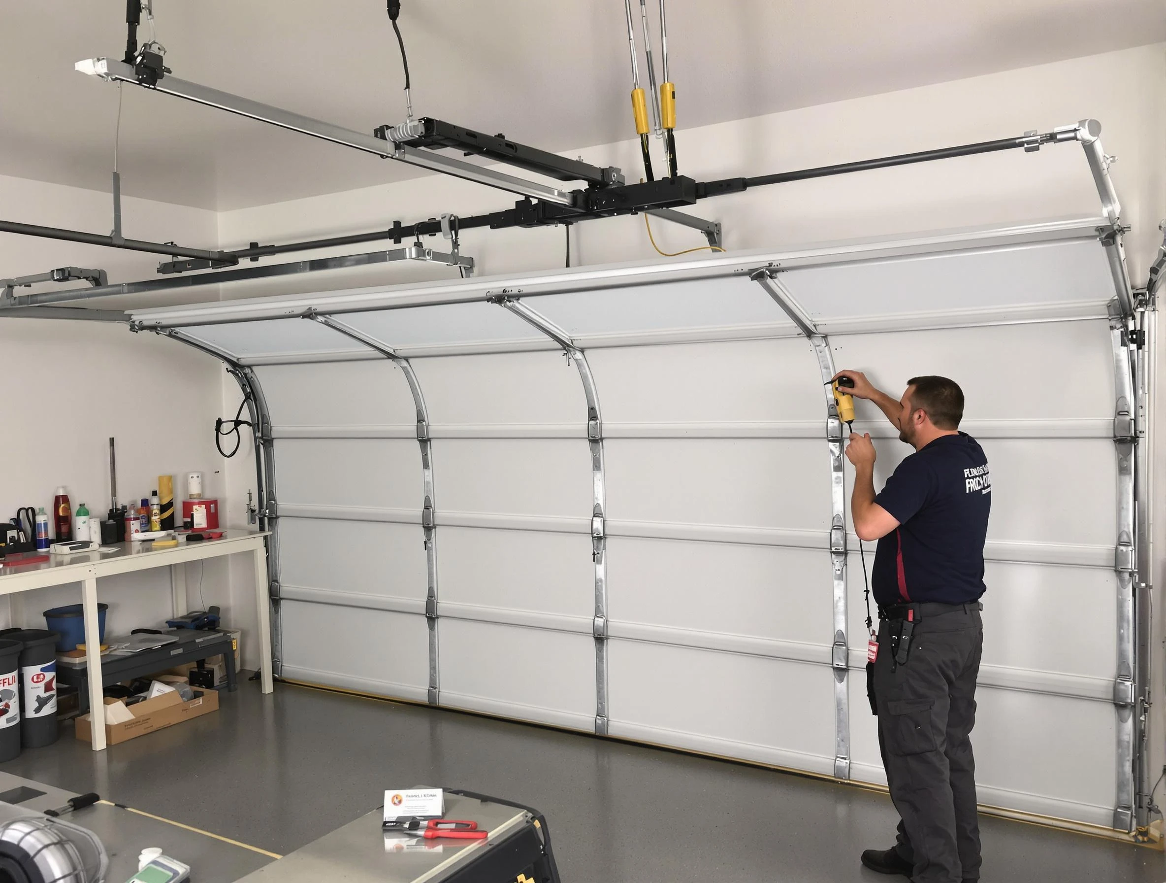 Exeter Garage Door Repair certified technician performing overhead door system repair in Exeter