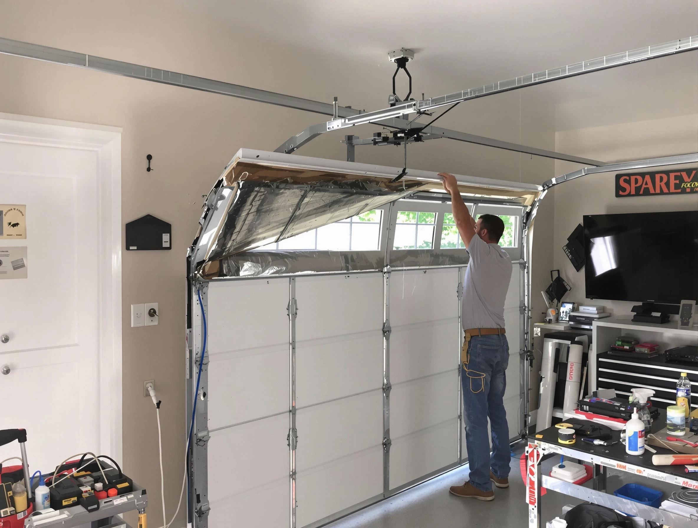 Garage door section replacement by Exeter Garage Door Repair in Exeter