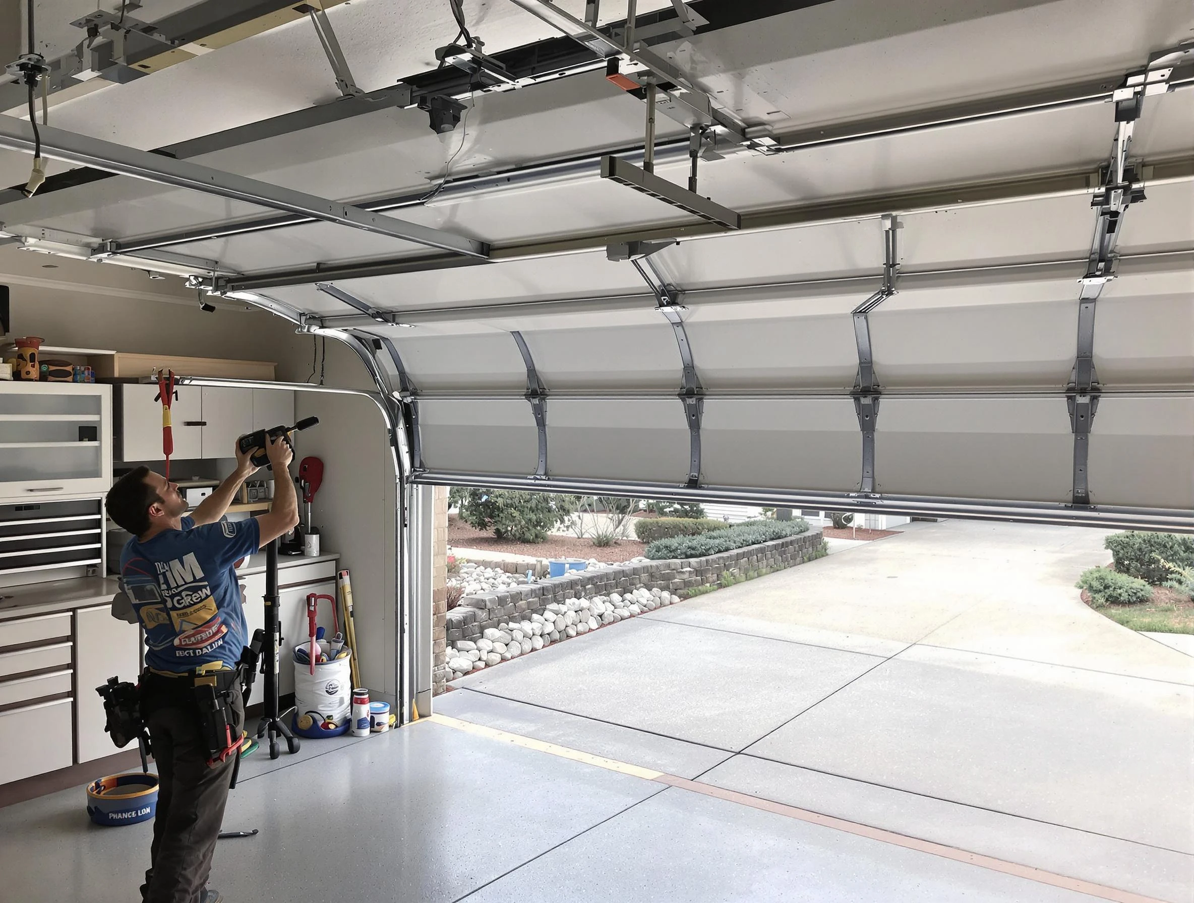 Garage door track repair service by Exeter Garage Door Repair in Exeter